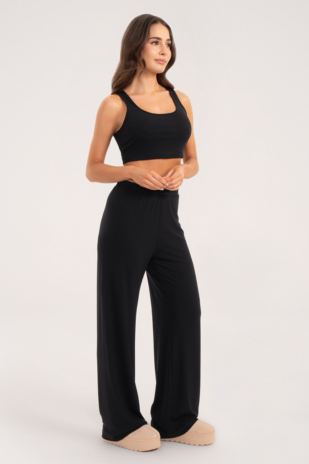 SZEROKIE SPODNIE CASUAL BLACK